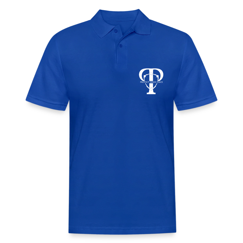 Protect Your Peace Security Men's Polo Tee - White Logo - royal blue