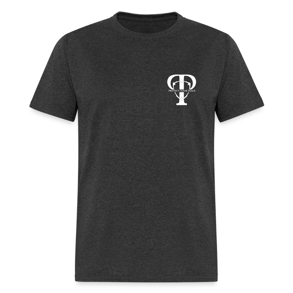 Protect Your Peace Security Men's Tee - White Logo - heather black