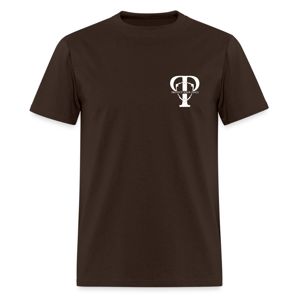 Protect Your Peace Security Men's Tee - White Logo - brown