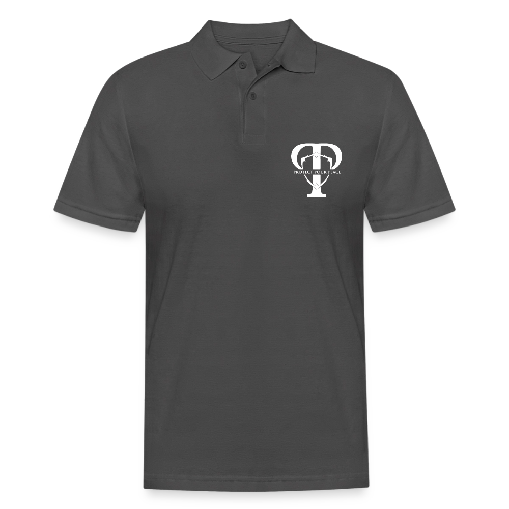 Protect Your Peace Security Men's Polo Tee - White Logo - charcoal grey