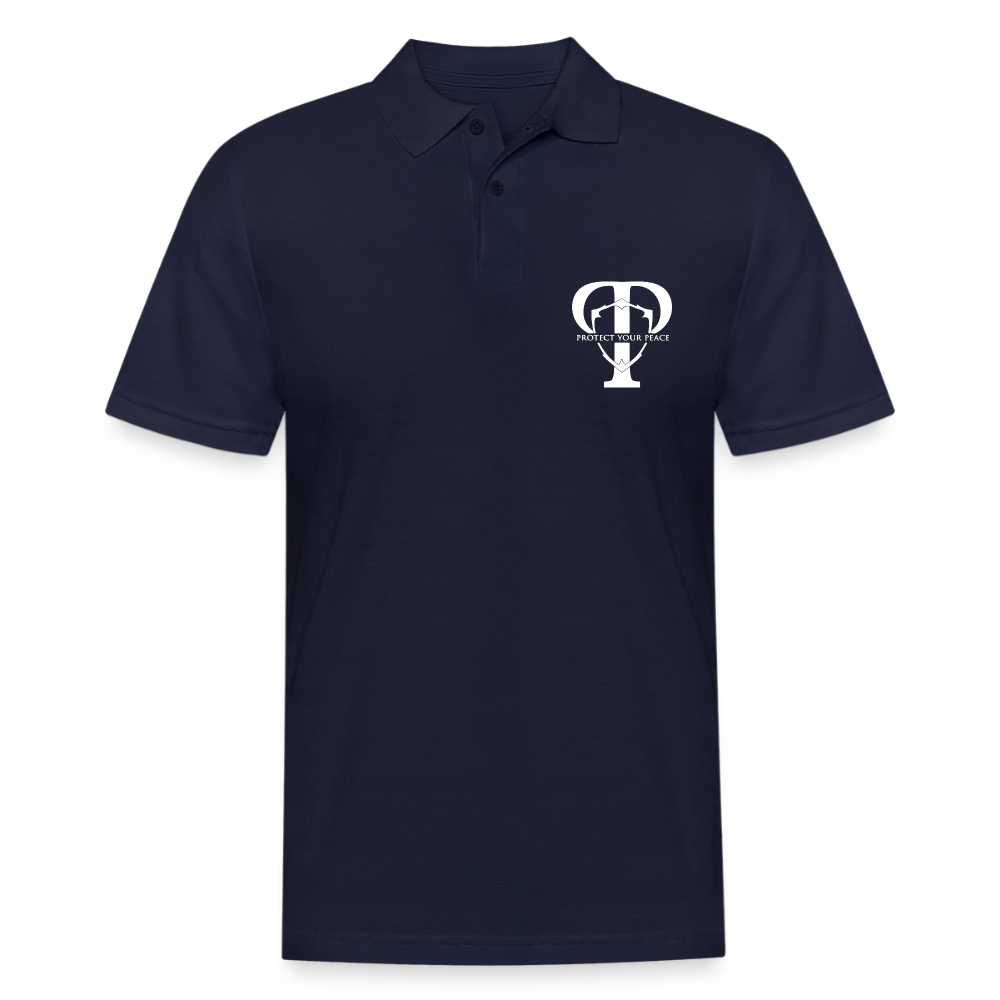Protect Your Peace Security Men's Polo Tee - White Logo - midnight navy