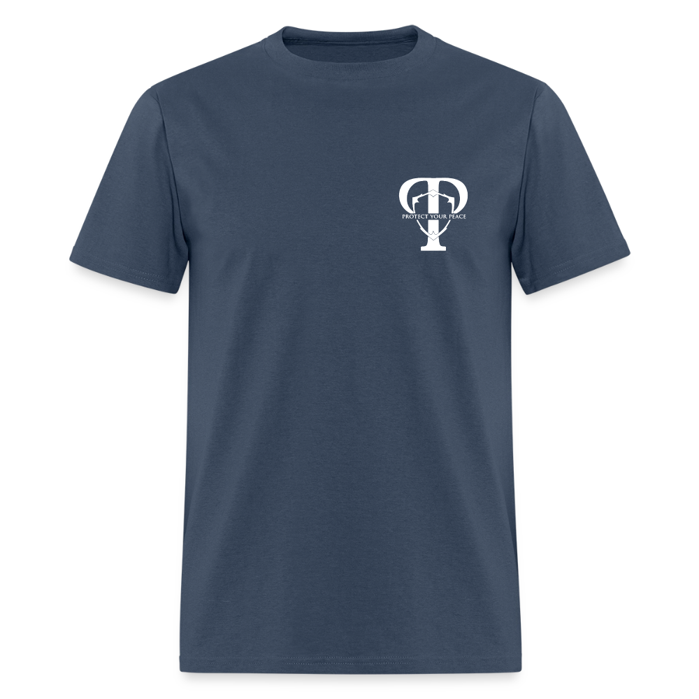 Protect Your Peace Security Men's Tee - White Logo -  blue dusk