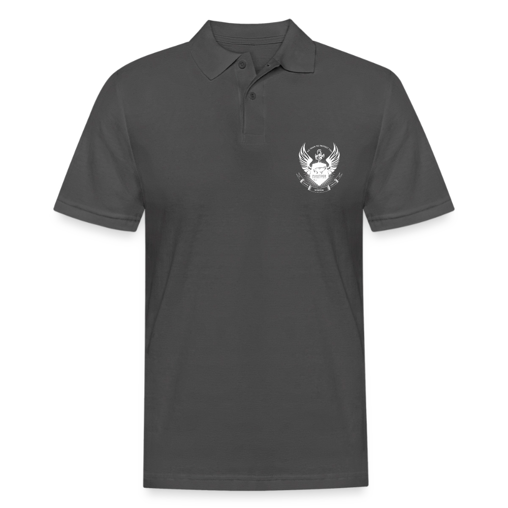 Panther Protection Men's Polo Tee - White Logo - charcoal grey