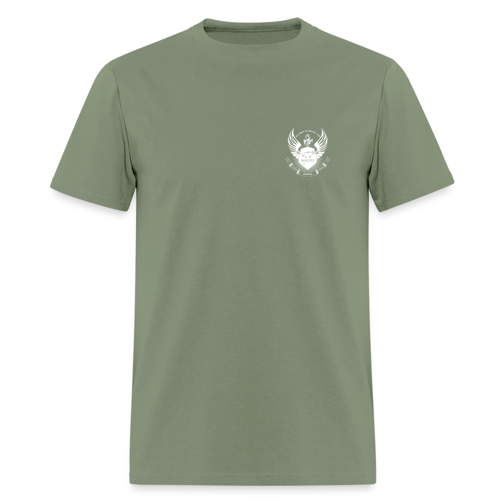 Panther Protection Men's Tee - White Logo - military green