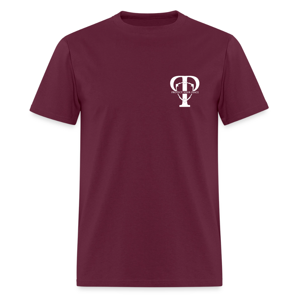Protect Your Peace Security Men's Tee - White Logo - burgundy