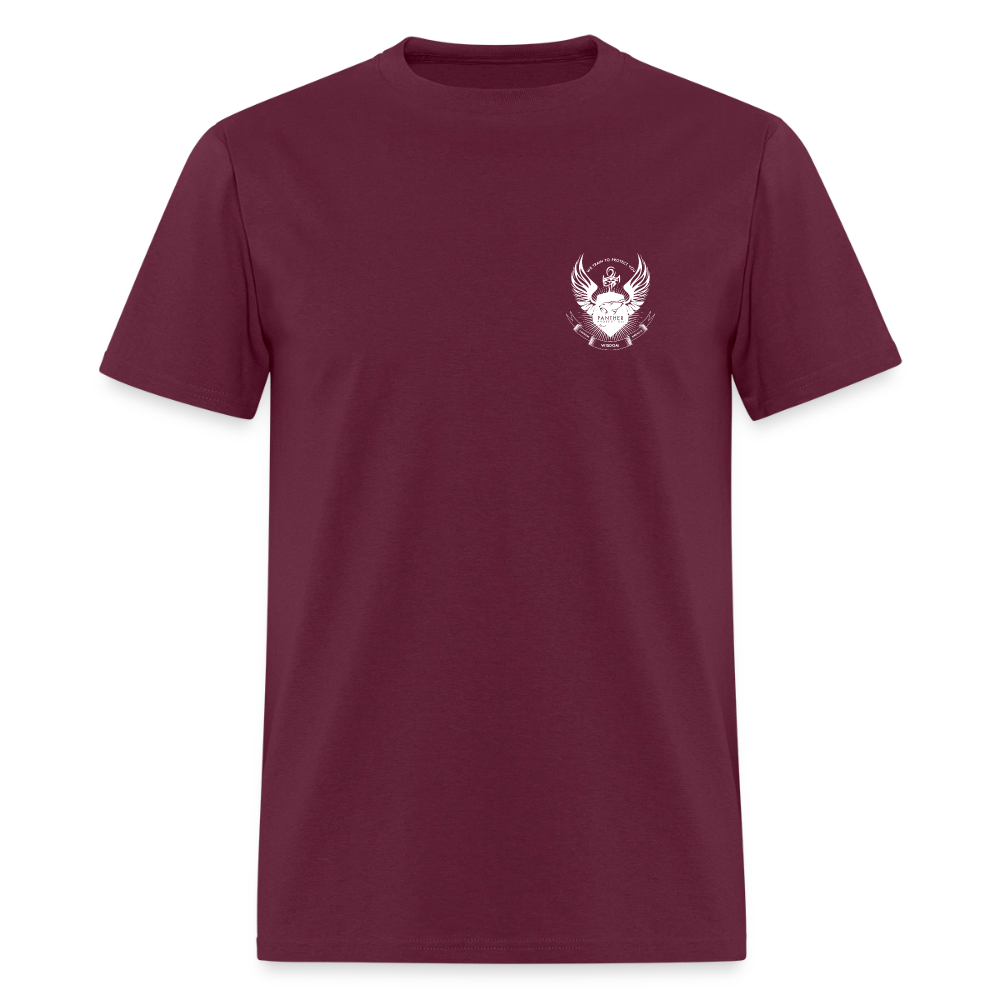 Panther Protection Men's Tee - White Logo - burgundy
