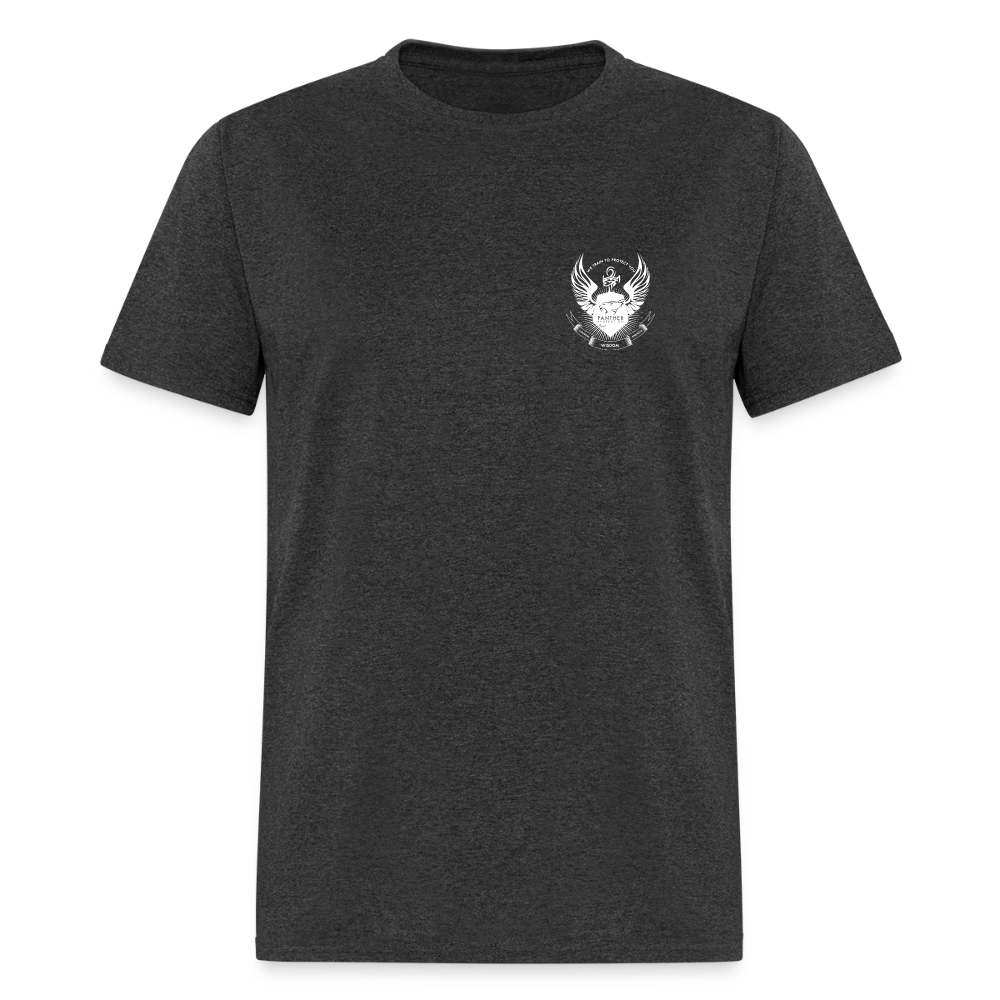 Panther Protection Men's Tee - White Logo - heather black