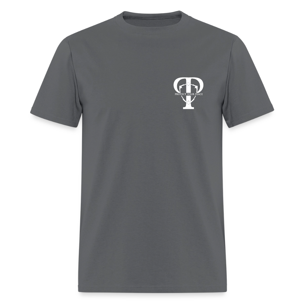Protect Your Peace Security Men's Tee - White Logo - charcoal