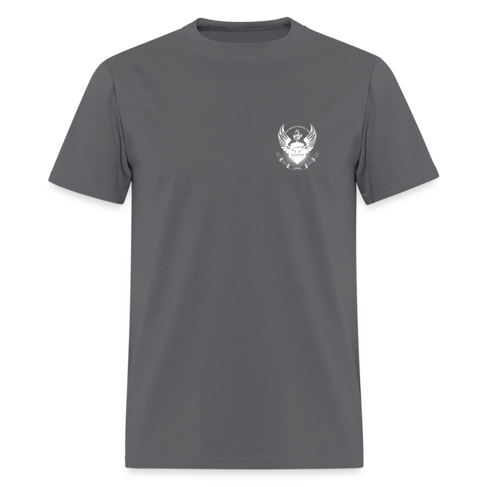Panther Protection Men's Tee - White Logo - charcoal