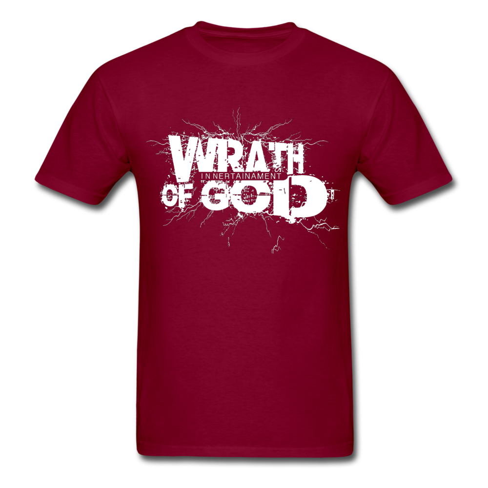 Wrath of God Unisex Tee -White Logo - burgundy