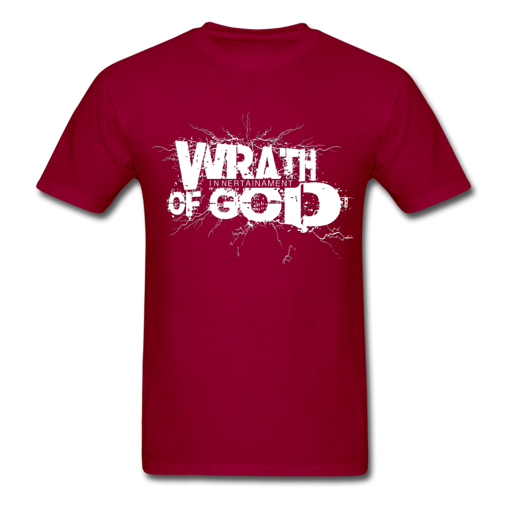 Wrath of God Unisex Tee -White Logo - dark red