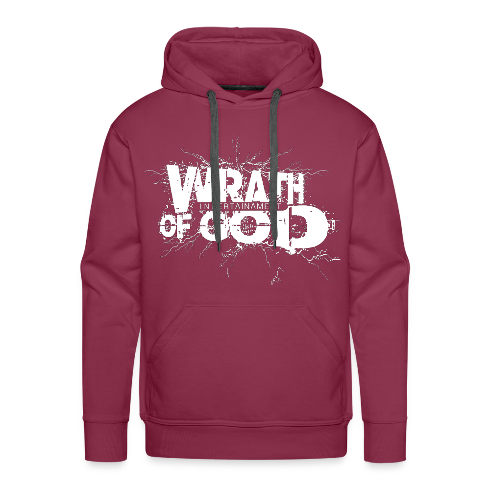 "Wrath of God" Premium Hoodie - White Logo - burgundy