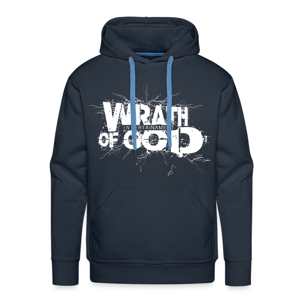 "Wrath of God" Premium Hoodie - White Logo - navy