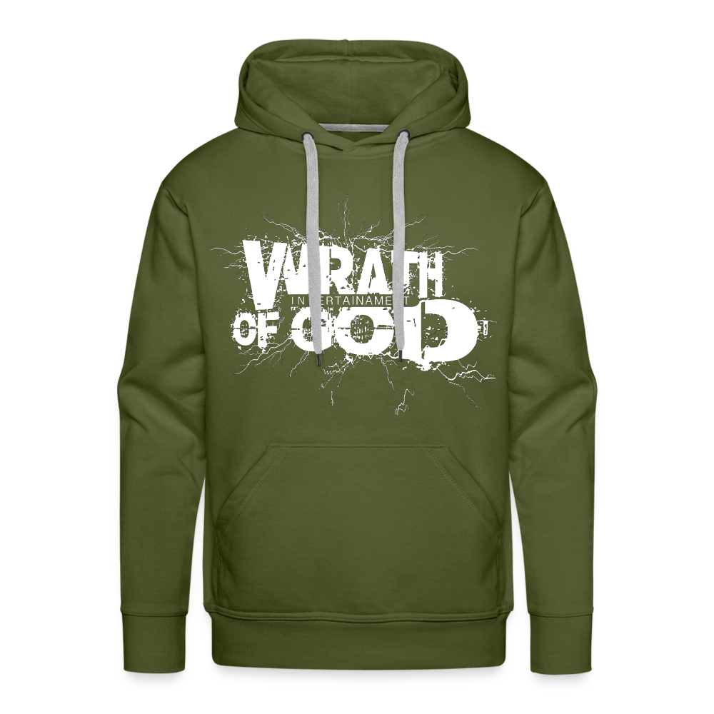 "Wrath of God" Premium Hoodie - White Logo - olive green